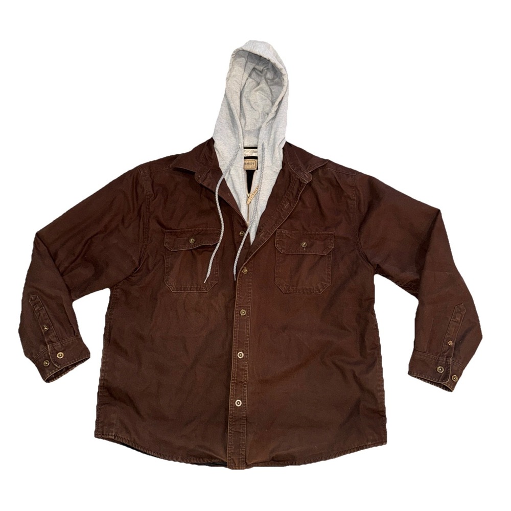 C E Schmidt Coat Men's XL Brown Canvas Jacket Full Zip Hoodie Outdoor Workwear